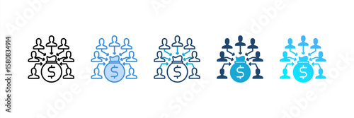 Fundraising icon set multiple style collection