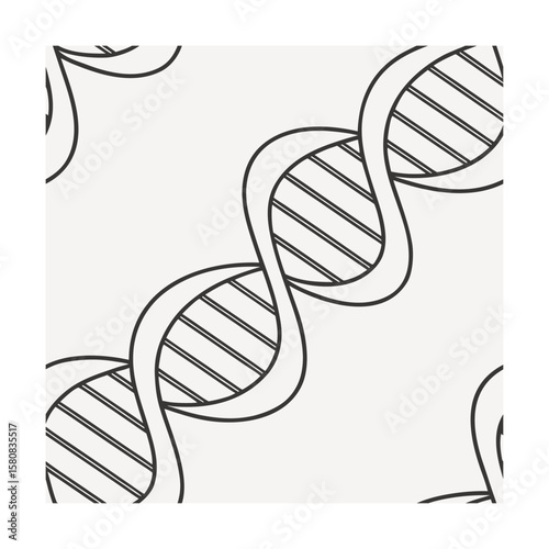 Outline D N A double helix pattern on a light beige with repeating elements genetic