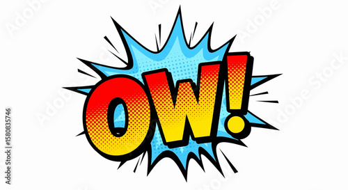 Dynamic Vector Explosion Comic Book 'Ow!' Expression with Energetic Visuals