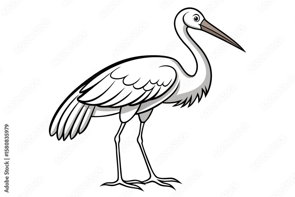 Fototapeta premium coloring page line art the stork black vector