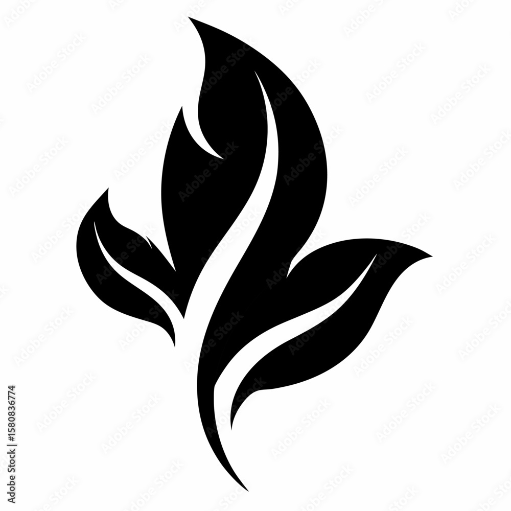 Fototapeta premium Elegant Black Leaf Silhouette Vector Graphic Design Element for Nature, Eco, and Organic Branding