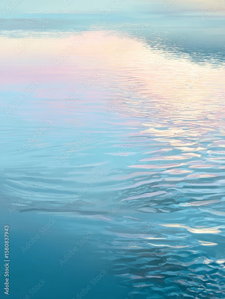 Obraz premium Reflection of colorful clouds on tranquil water surface during sunset creating a serene and peaceful atmosphere