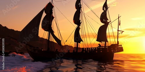 Old ship - barbary corsair sailboat