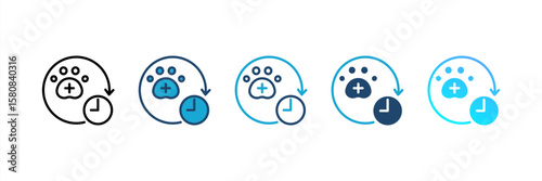 24 Hours icon set multiple style collection