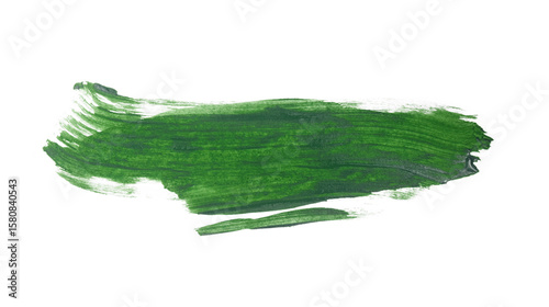 Green watercolor paint brush stroke isolated on transparent background. art and watercolor painting concept.