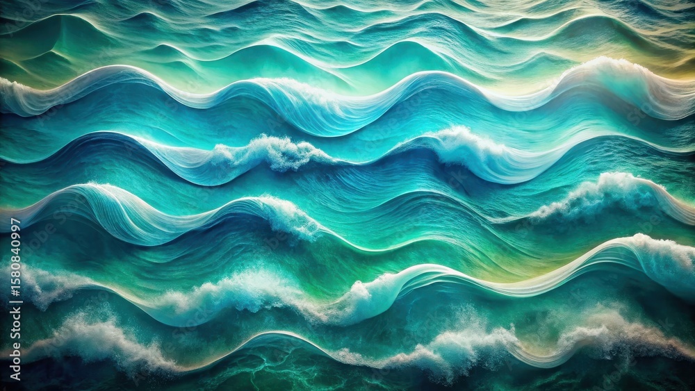 Obraz premium Serene Ocean Waves A Captivating Display of Turquoise and Teal Hues with White-Capped Crest, Evoking a Sense of Calm and Wonder