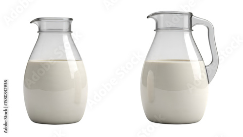 Plastic Milk Jug with Handle and Blank Label Isolated on White