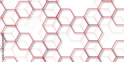 abstract geometric red texture background red hexagon 3D background texture. 3d rendering illustration. Clear pattern abstract background hexagon .Futuristic abstract banner.	