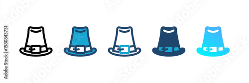 Pilgrim Hat icon set multiple style collection
