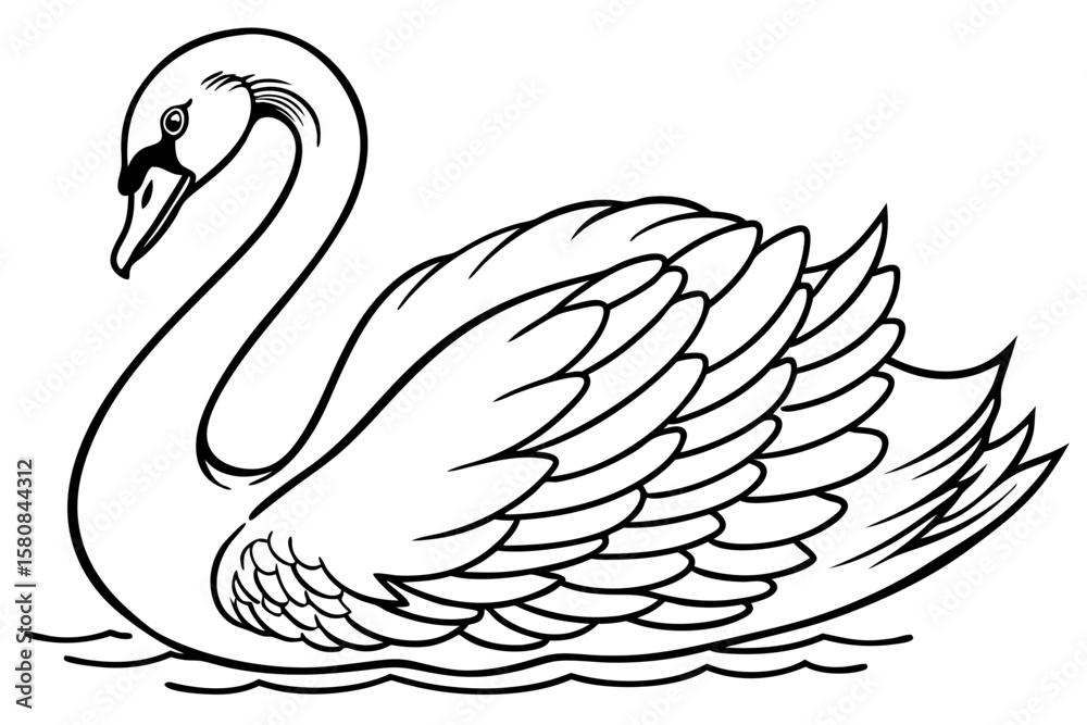 Fototapeta premium coloring page line art the swan black vector