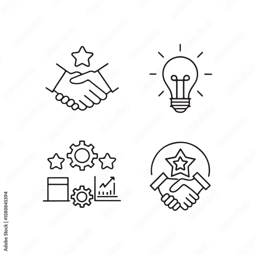 Fototapeta premium Modern Employer Branding vector Icons Set 