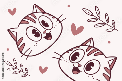 Chubby cat faces pattern with rosy cheeks for cute and playful designs