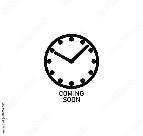 Black Coming Soon Clock Icon – Minimal Countdown Time Symbol Design