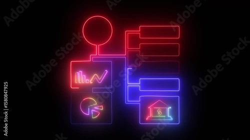 SEO search engine optimization glyph animation with saber effect on red and green color.
