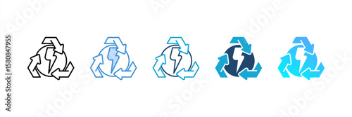 Recycle Energy icon set multiple style collection
