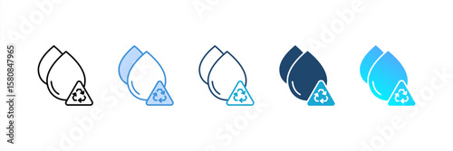 Recycling Water icon set multiple style collection