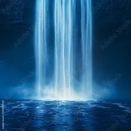 an otherworldly waterfall isolated on a minimalistic background