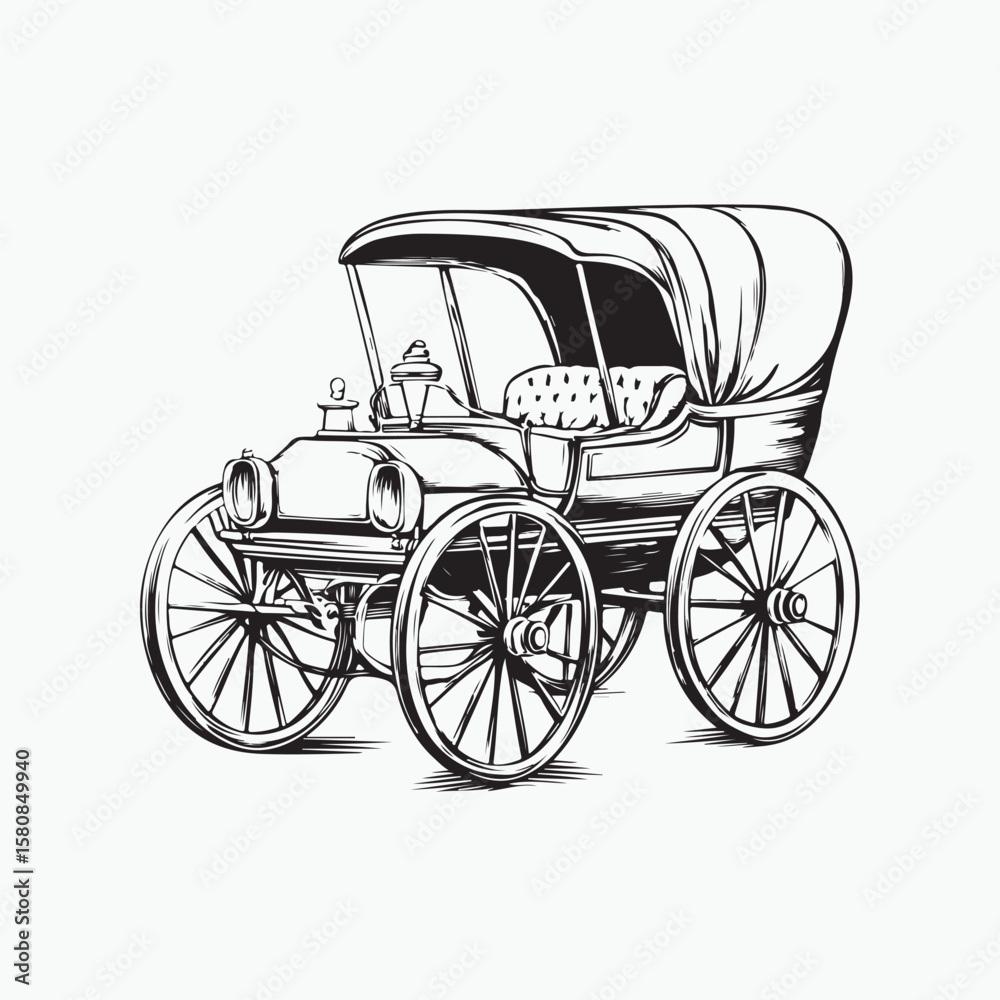 Fototapeta premium vintage carriage on white background