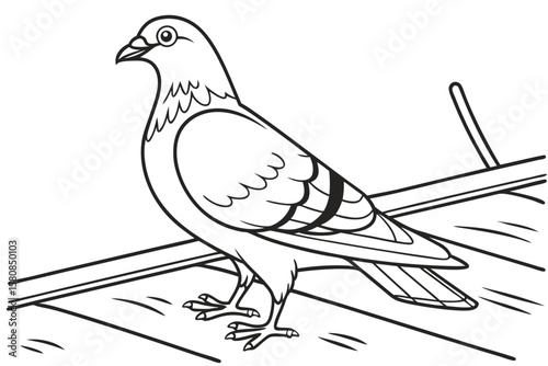 coloring page line art the pigeon black vector