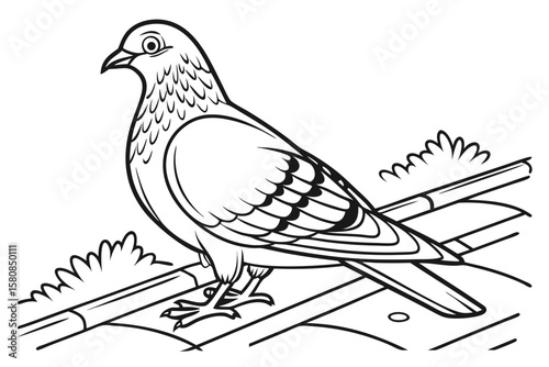 coloring page line art the pigeon black vector