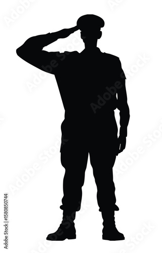 silhouette,  military soldier, soldier, saluting, hyper detailed,black, white  cinematic lighting, realistic, highly detailed, intricate, sharp focus,
