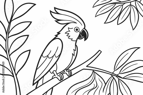 coloring page line art the cockatoo black vector