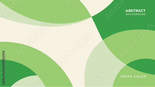 Abstract green-themed background featuring overlapping circular shapes in various shades of green. Clean and minimal design with soft curves and modern style. Vector illustration.