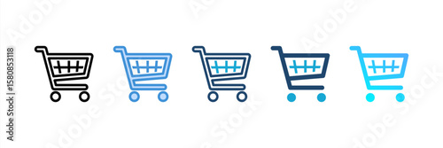 Shopping Cart icon set multiple style collection