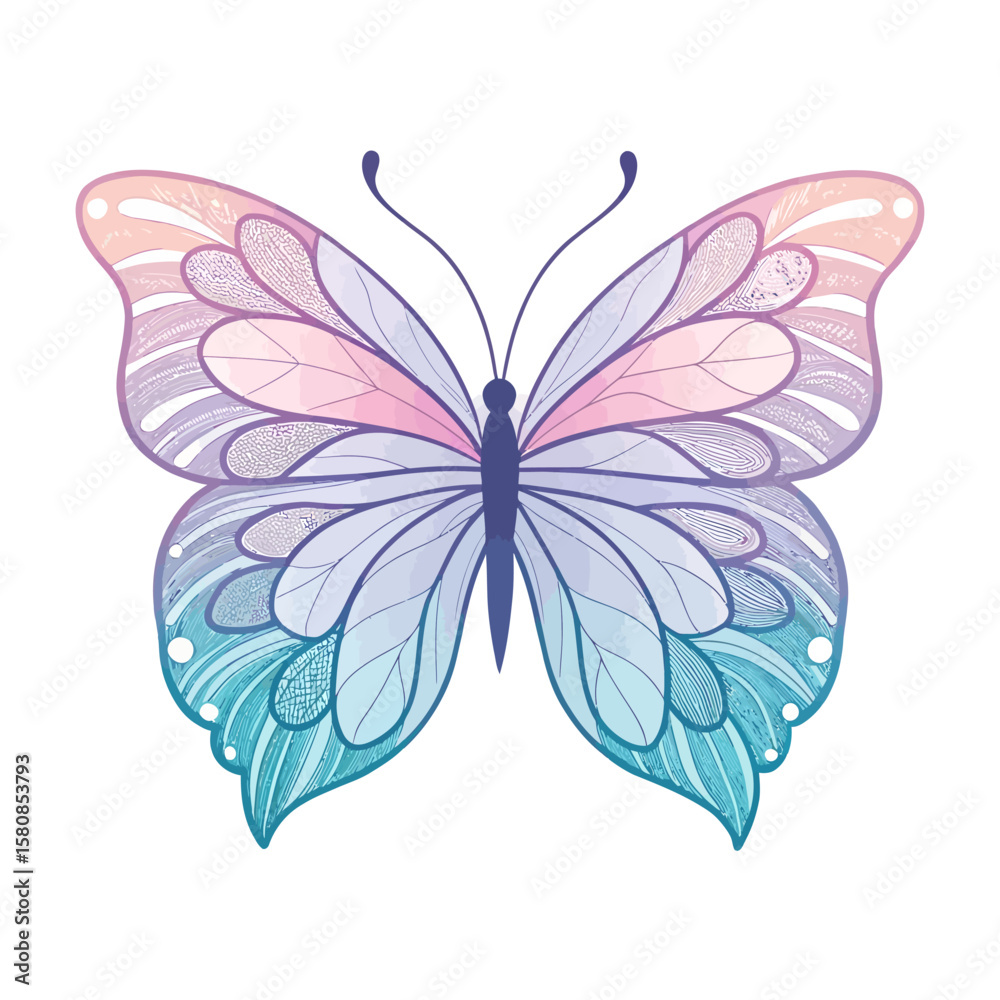 Fototapeta premium A Minimalistic and Elegant Butterfly Icon — Symmetrical Vector Design