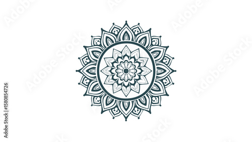 Simple Creative Mandala Design – Vector Style Silhouette on White Background

