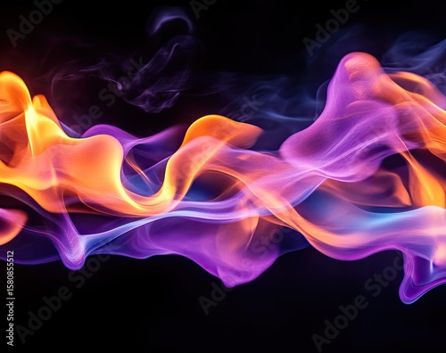 Abstract swirling flames and smoke in vibrant colors