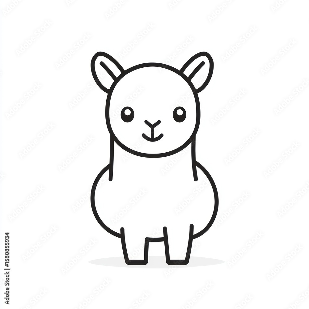 Fototapeta premium Cute cartoon llama illustration