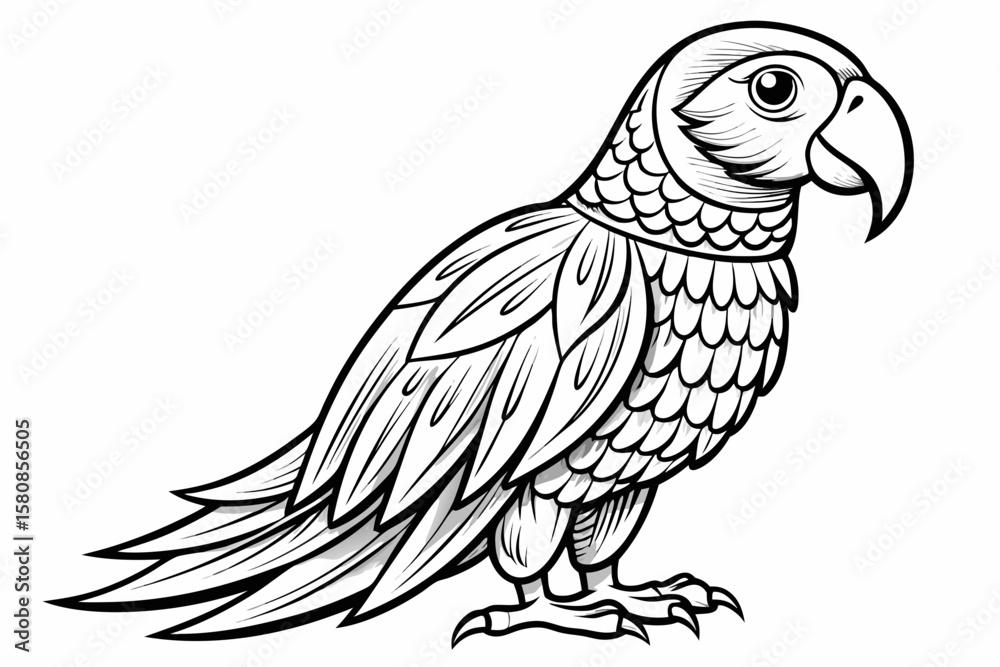 Fototapeta premium coloring page line art the macaw black vector