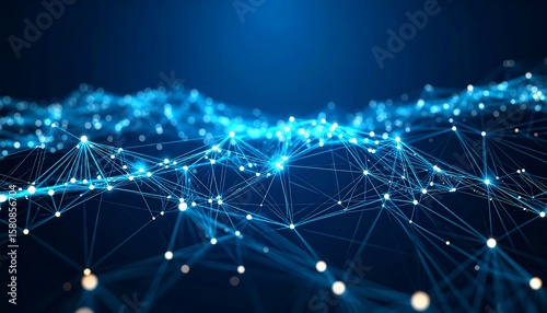 Abstract network of glowing points and lines