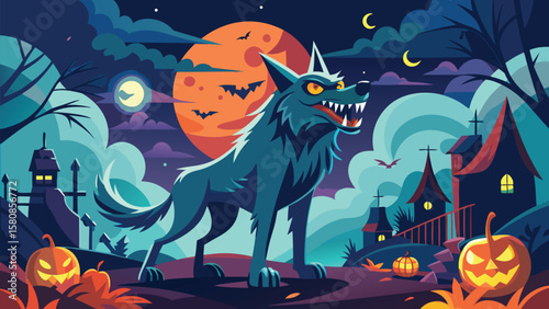Haunted Dog Thirsty Night Spirit Illustration Halloween