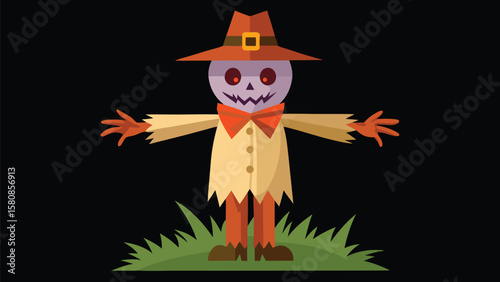 Haunted Scarecrow Night Illustration Halloween