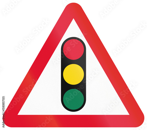 Chinese road warning sign used only in Hong Kong - Traffic signals ahead