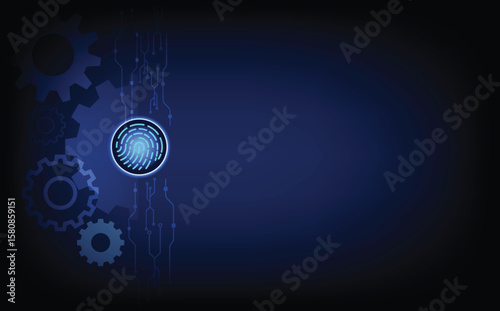 Digital fingerprint scan with biometric technology and secure access system, featuring futuristic interface and identity verification for cyber security, personal data protection, and high-tech