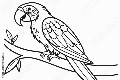 coloring page line art the parrot black vector