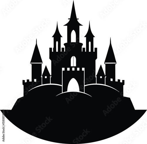 a castle silhouette on white background.eps