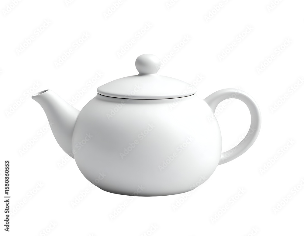 White ceramic teapot for hot traditional tea beverage White ceramic teapot for hot traditional tea beverage