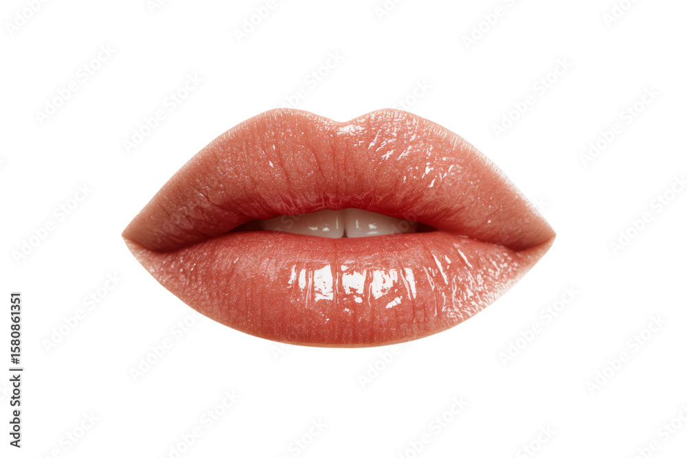 Obraz premium A close up of a woman's lips with a shiny gloss lip color