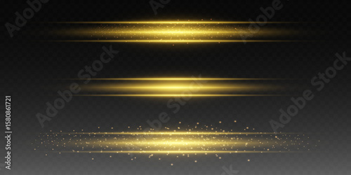 Set of light lines of flashes and explosion. On a transparent background.