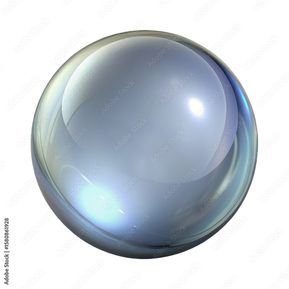 Obraz premium Isolated shiny crystal ball orb sphere glass bubble with reflection on a black background design element