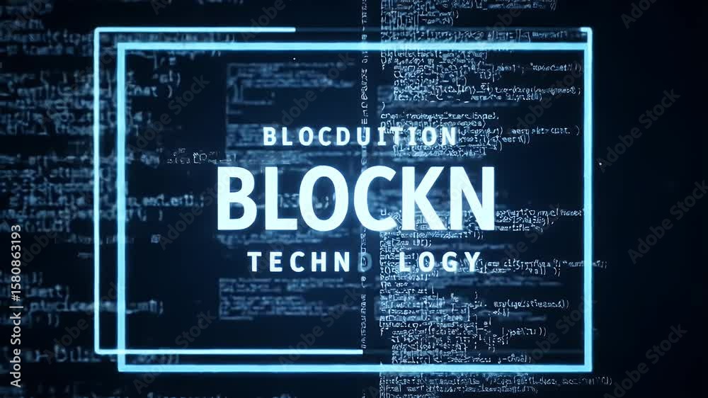 Futuristic Technology Background with Glowing Rectangles Digital Data Flow and Binary Code in Blue Tones