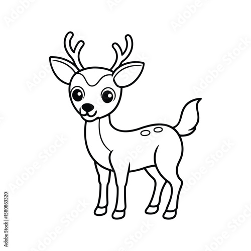 Cute cartoon deer with antlers and spots fawn illustration