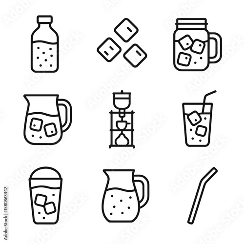 Vector drip brew straw iced brewing icon cold icons ice mason