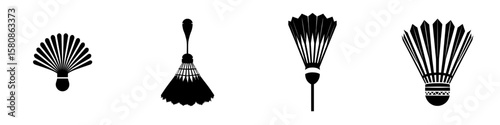 This image shows the silhouette of a badminton birdie, also known as a shuttlecock, in a modern clipart style