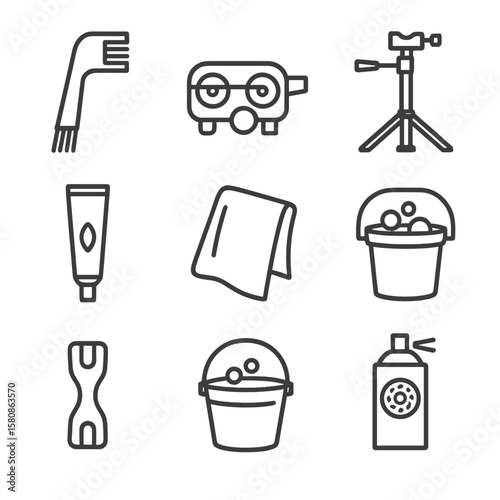 Brush icon chain bucket tool tube icons grease cleaning rag maintenance bike