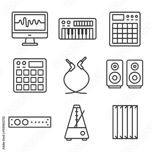 Pad synth drum vector gear patch icons music digital icon workstation panel